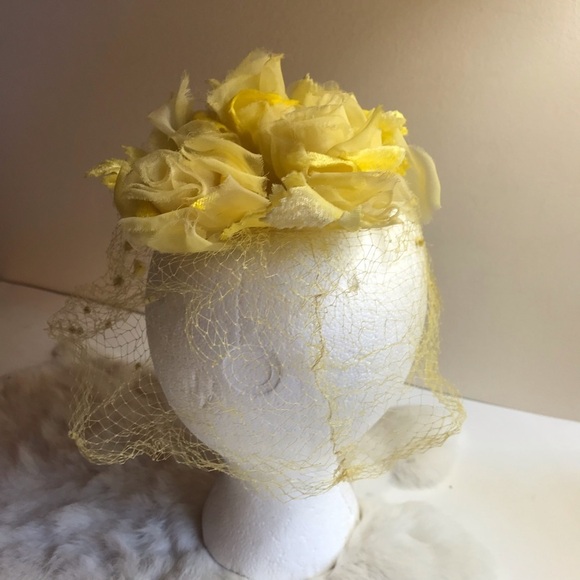 Vintage 50s Yellow Roses Hair Net Hair Accessory